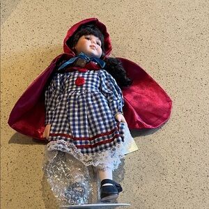 Blue Checkered Doll with Red Cape